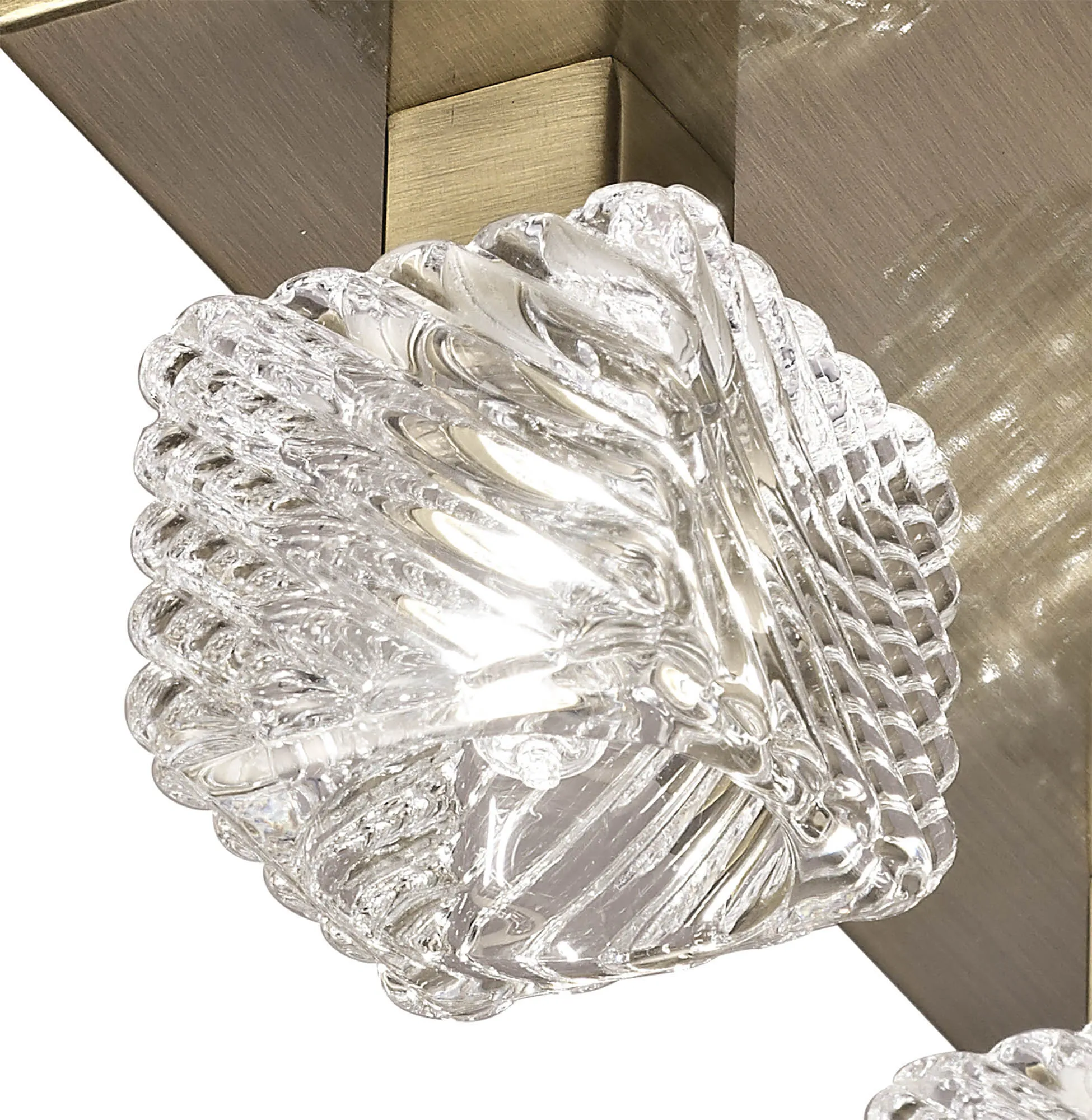 Accor Glass Square Ceiling Flush 5 Light Antique Brass D0164  Deco Accor
